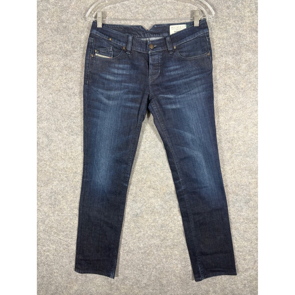 Diesel Rokka Stretch Denim Jeans Mens W26 L34 Dark Wash‎ Button Fly Made Italy